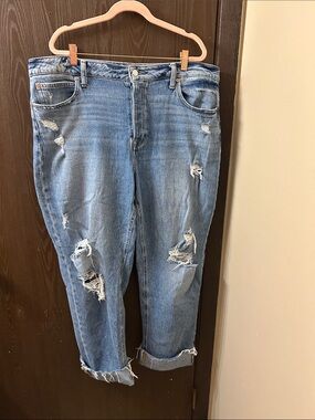 Distressed Hidden Button-fly Jeans
